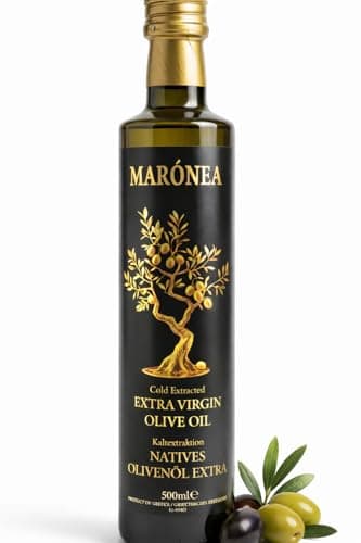 MARÒNEA Premium Olivenöl Extra Nativ 500ml–Sehr hoher Polyphenolgehalt, Erste Kaltpressung (<26°C), Elegante Glasflasche,Seltene Herkunft aus Maroneia,Griechenland, Intensiv-fruchtig,NEUE ERNTE 25/26