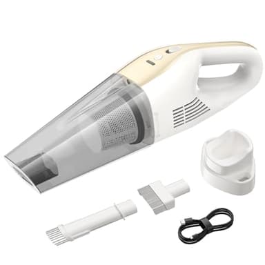 EVARY 25KPa Akku Handstaubsauger mit 6000mAh PowerAkku & Waschbarem HEPA Doppelfilter-Kabelloser Nass/Trockensauger für Auto-Sitze,Tierhaare und Matratzen mit LED-Beleuchtung, 30 Min Dauerbetrieb