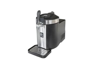 Unold 48975 Bierzapfanlage Franzl - mit Kompressor, Kühlung auf 2-12°C, Füllstandsanzeige, kompatibel für alle gängigen 5l Bierfässer, inkl. 3 CO2-Kartuschen und Adapter für Frische-Fässchen