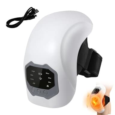 Knie Massagegerät, Kabelloses Knie-Massagegerät mit Infrarot-Wärme & 3 einstellbaren Vibrationsstufe, Knee Massager mit LCD-Display, Rotlicht-Kniemassagegerät mit Wärme zur Linderung von Knieschmerzen