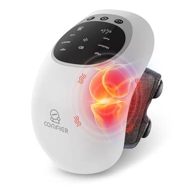 COMFIER Knie Massagegerät, kabelloses kniemassagegerät mit 3 einstellbaren Temperaturen, Rotlicht Knie Massagegerät mit LCD-Display, Wärme- und Vibrationsmassage