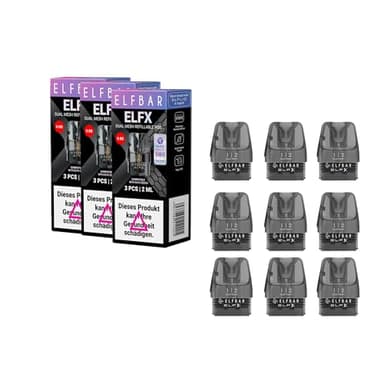 ElfX 0.8 Ω Leere Pods zum nachfüllen Refillable Pods, Selbstbefüllbar, Nachfüllbare Pods | 3 Stück pro Packung je 2ml - ohne Nikotin - ohne Liquid 3x 3er pack