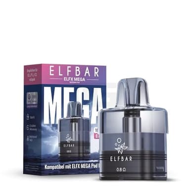 Elfbar ELFX MEGA - Leerpods Pod - Pod Tank Verdampfer - kein Liquid kein Nikotin enthalten (0.8 Ohm & 10ml)