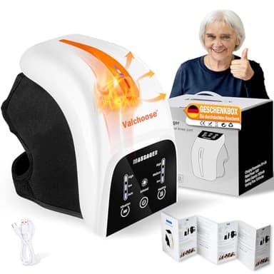 Valchoose Kniemassagegerät – Kabelloses Knie Massagegerät mit Infrarot-Wärme & 3 einstellbaren Vibrationsstufen, Wiederaufladbar mit LED-Display – Tolles Geschenk für Eltern und Freunde