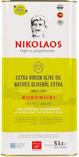Olivenöl 5 L aus Kreta, Griechenland – „NIKOLAOS“ Premium-Qualität, reich an Polyphenolen, extra nativ, kaltgepresst. Neue Ernte: 2025/2026. MHD: bis Juni 2027
