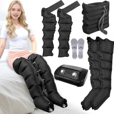 Lymphdrainage Gerät Beine | 6-chamber Presoterapia Recovery Boots zu Hause Beinmassagegerät | Professionelles Massagegerät Presotherapie (Schwarz 2 Beine + 2Arme + Bauch, L)